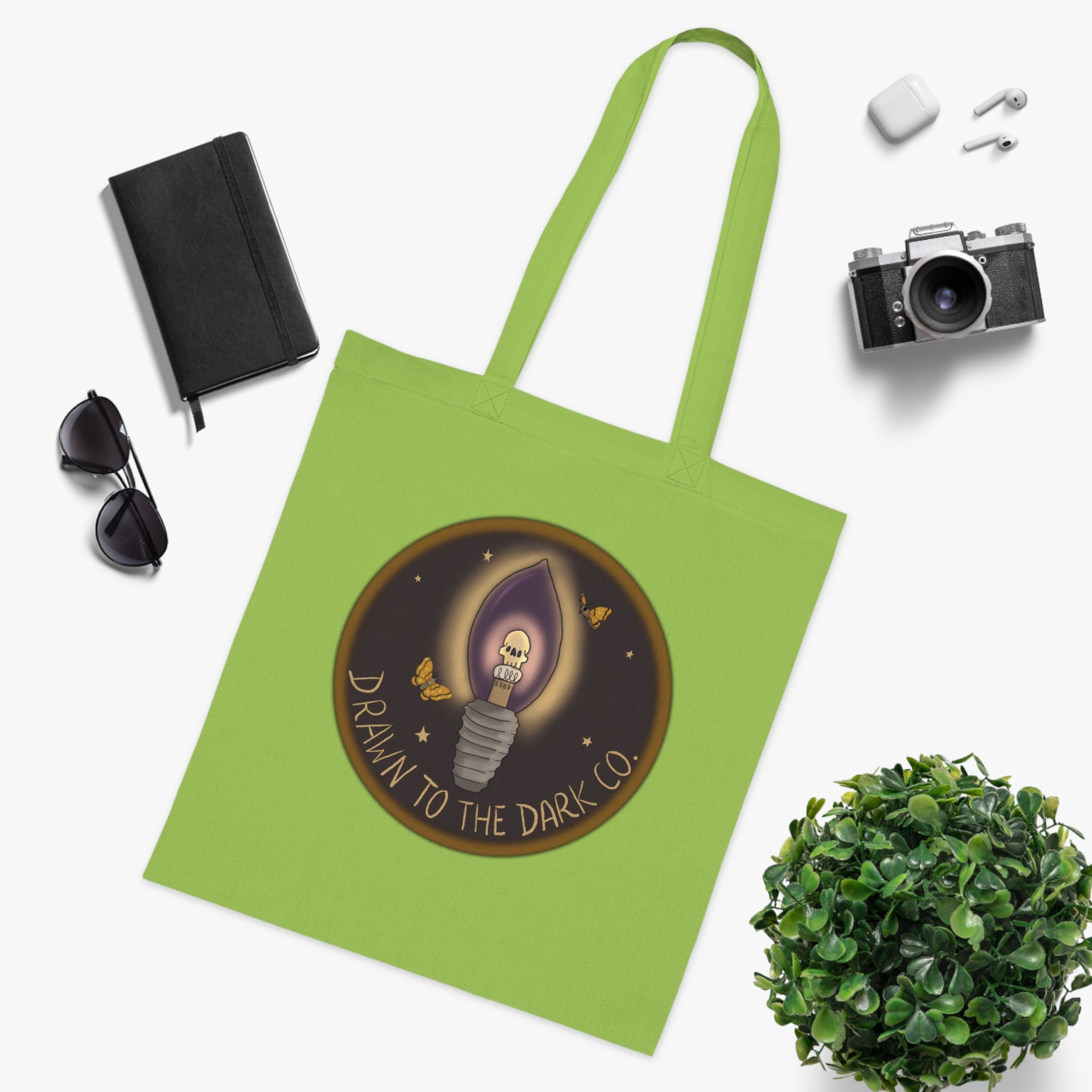 Drawn to the Dark Co. Candle Tote — Gothic Illustration Cotton Tote Bag