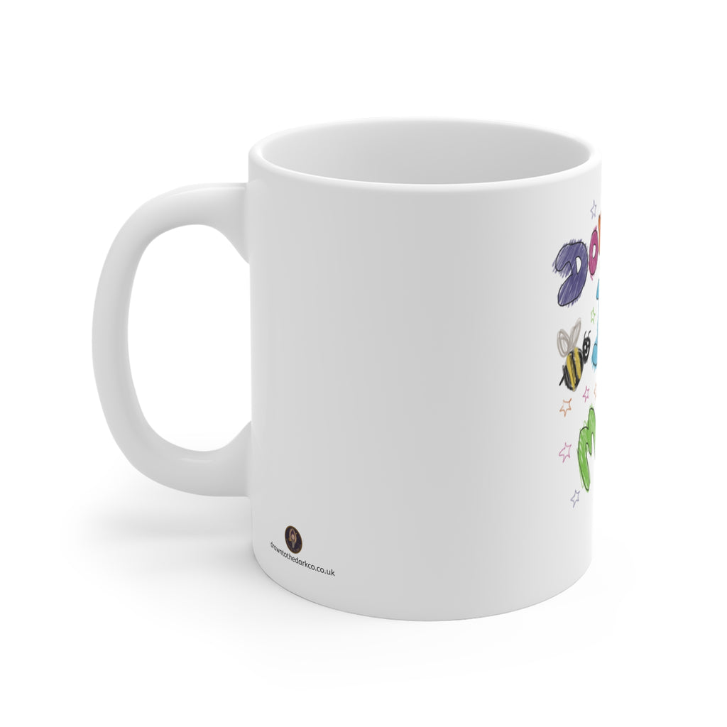 Don’t Bug Me Ceramic Mug — Cute Hand-Drawn Insect Coffee Cup