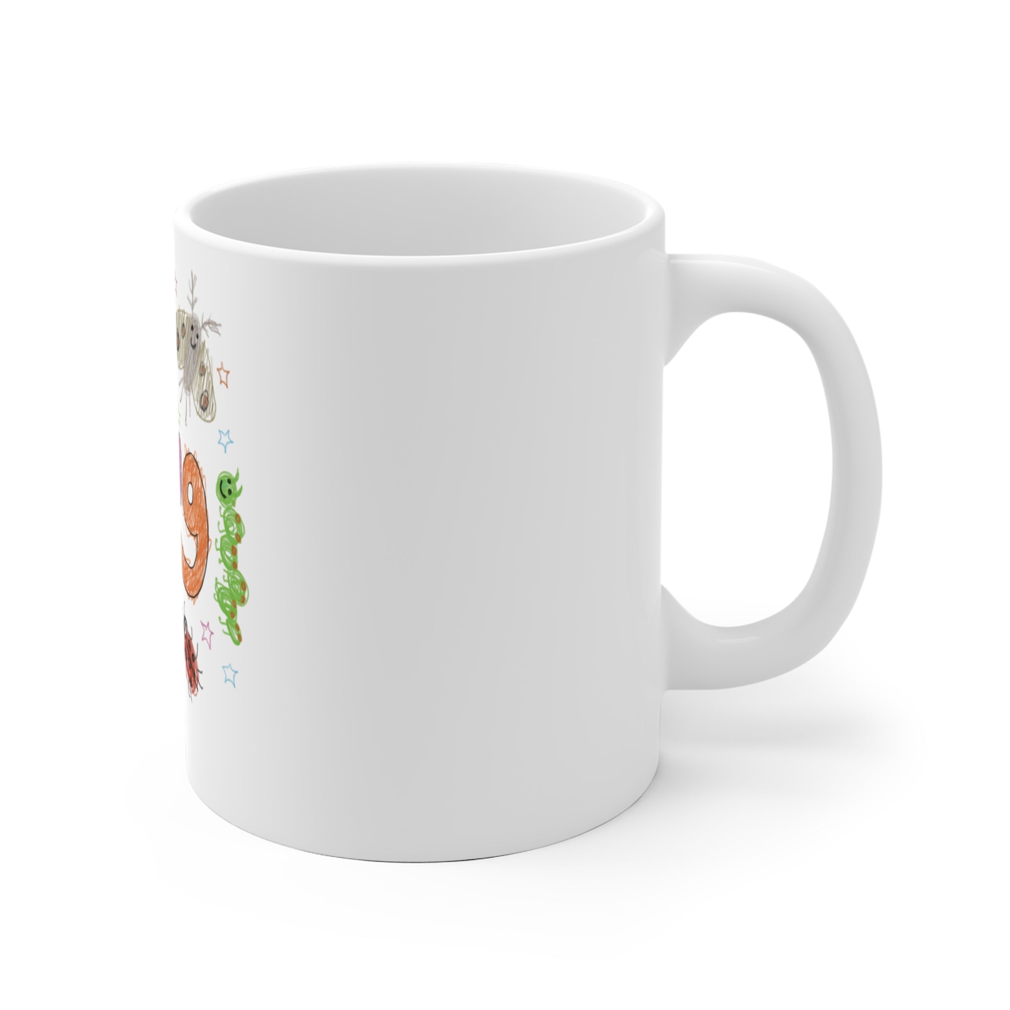 Don’t Bug Me Ceramic Mug — Cute Hand-Drawn Insect Coffee Cup