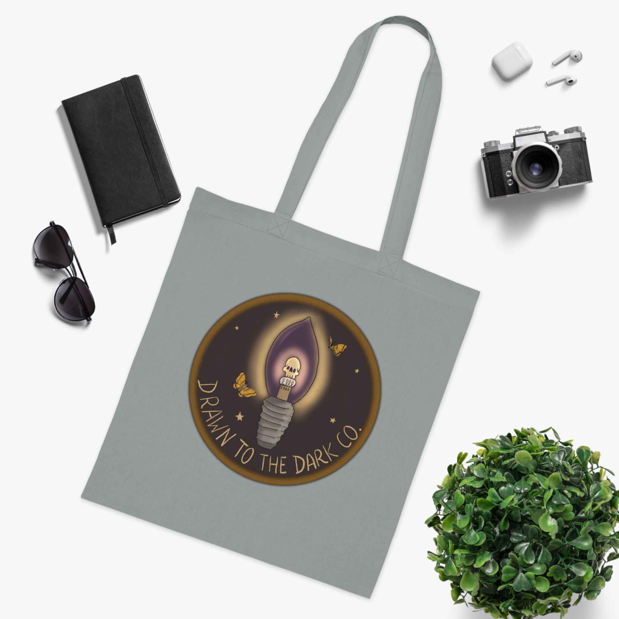 Drawn to the Dark Co. Candle Tote — Gothic Illustration Cotton Tote Bag