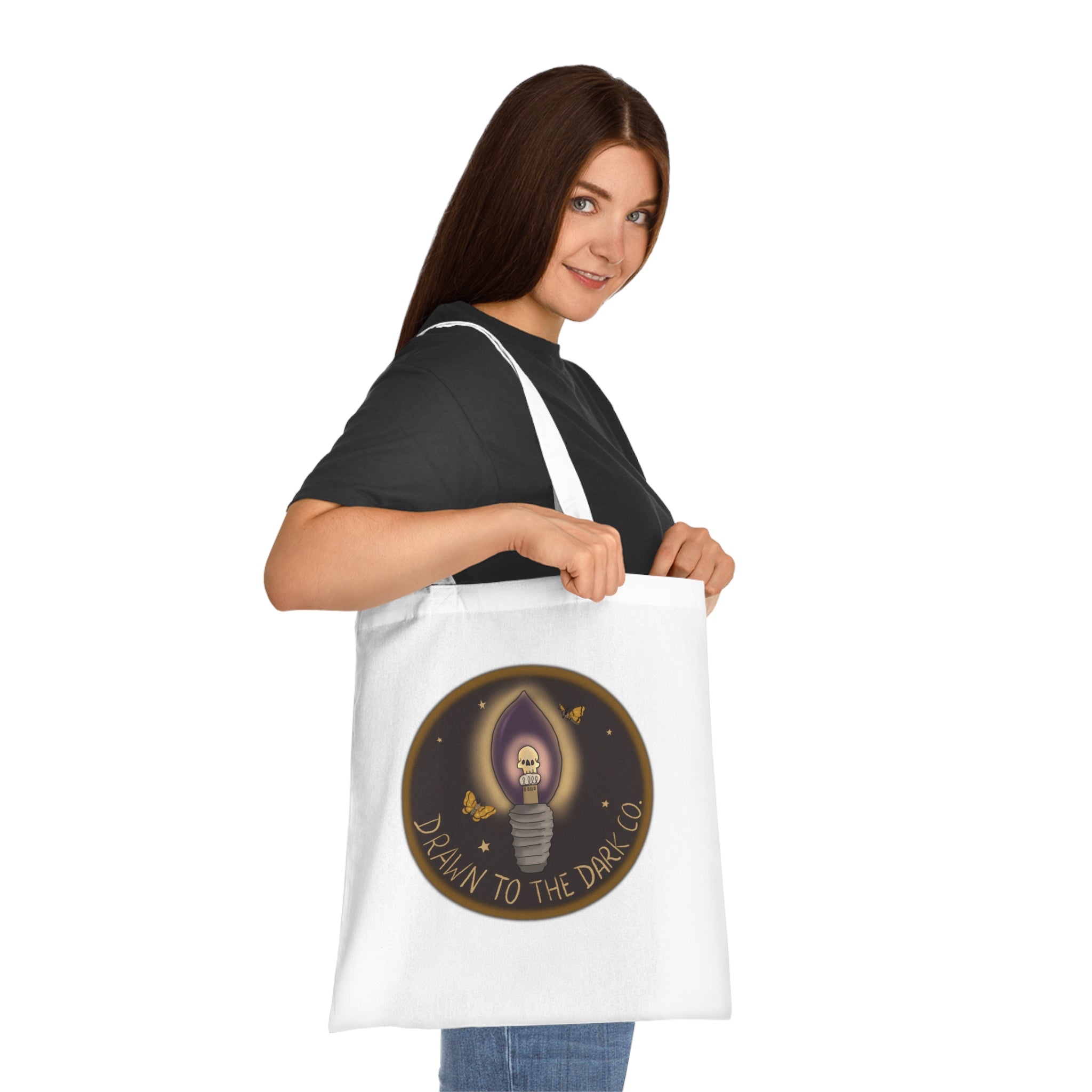 Drawn to the Dark Co. Candle Tote — Gothic Illustration Cotton Tote Bag