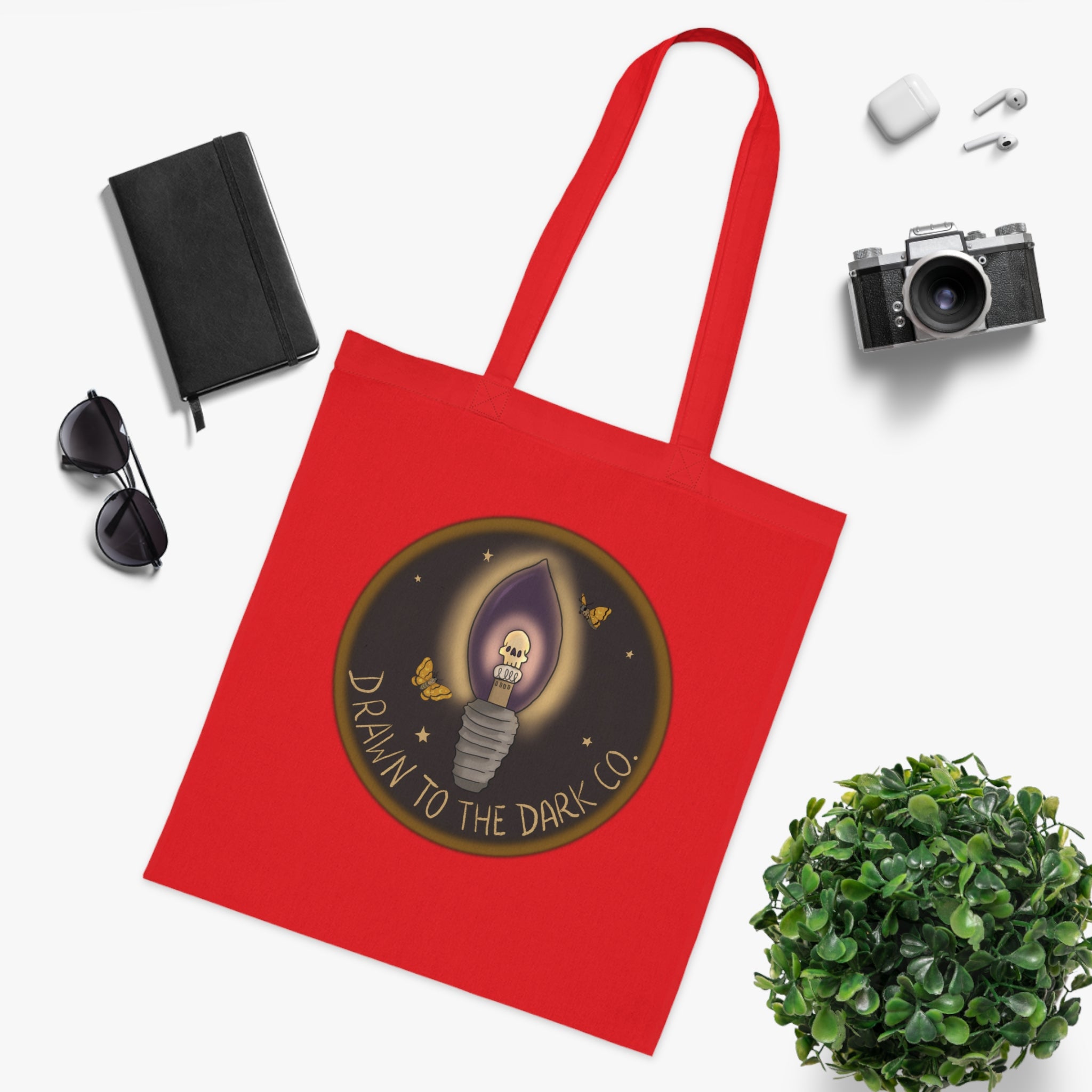 Drawn to the Dark Co. Candle Tote — Gothic Illustration Cotton Tote Bag