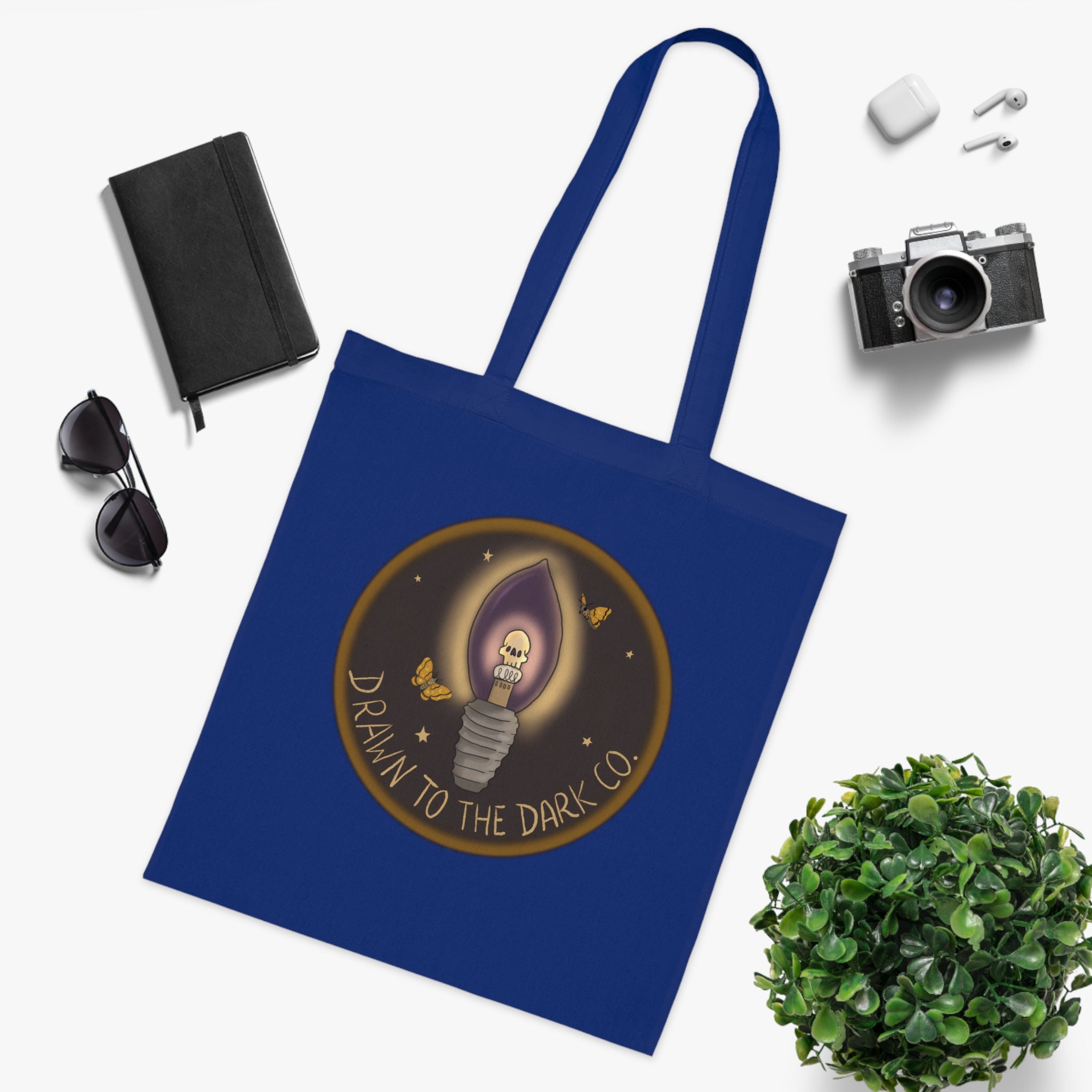 Drawn to the Dark Co. Candle Tote — Gothic Illustration Cotton Tote Bag