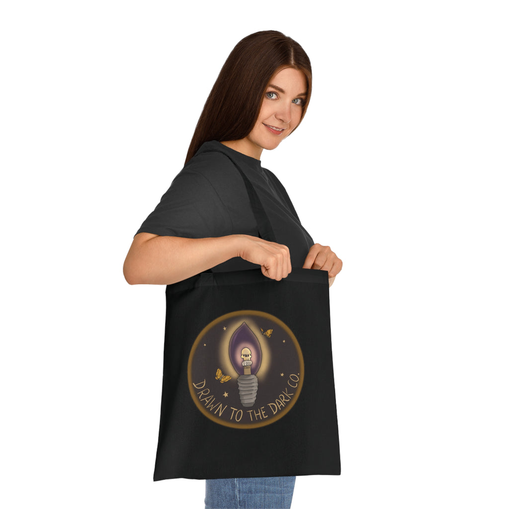 Drawn to the Dark Co. Candle Tote — Gothic Illustration Cotton Tote Bag