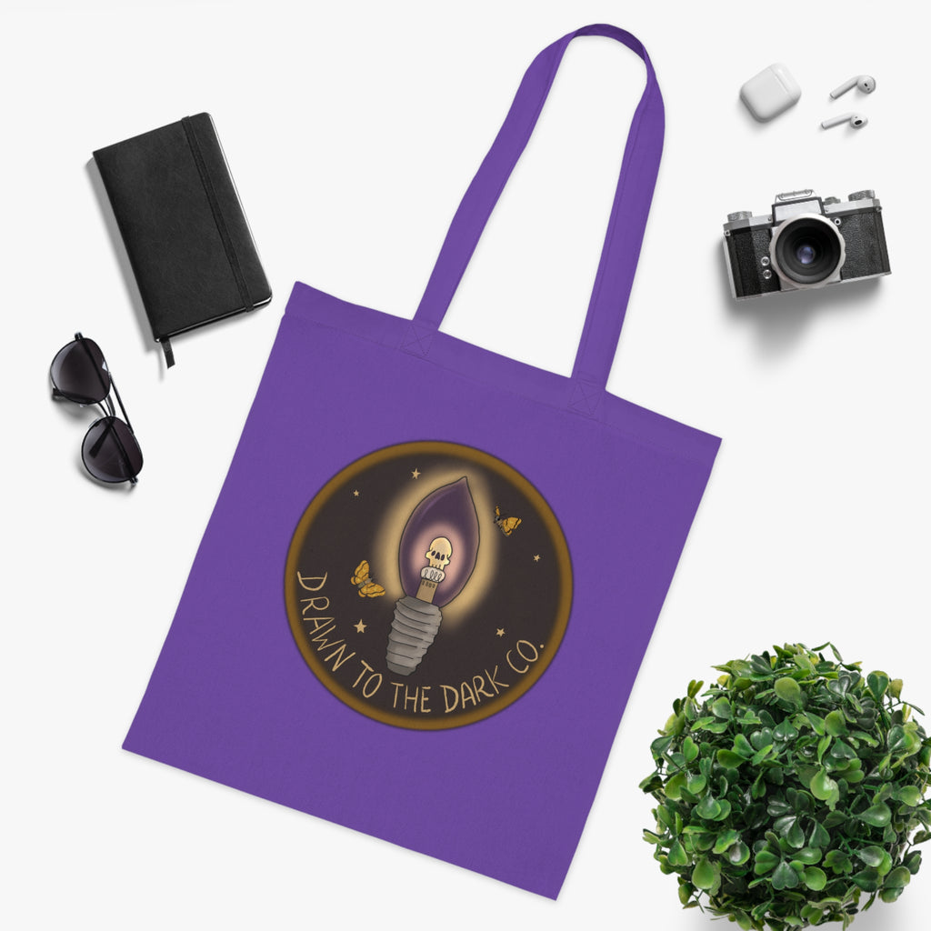 Drawn to the Dark Co. Candle Tote — Gothic Illustration Cotton Tote Bag