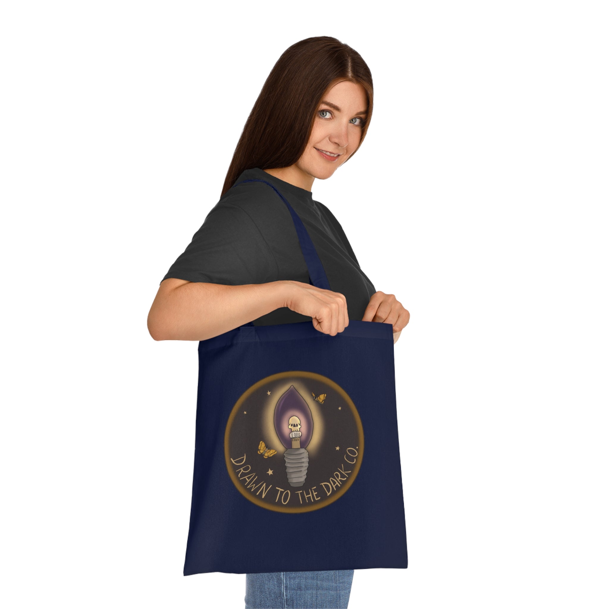 Drawn to the Dark Co. Candle Tote — Gothic Illustration Cotton Tote Bag