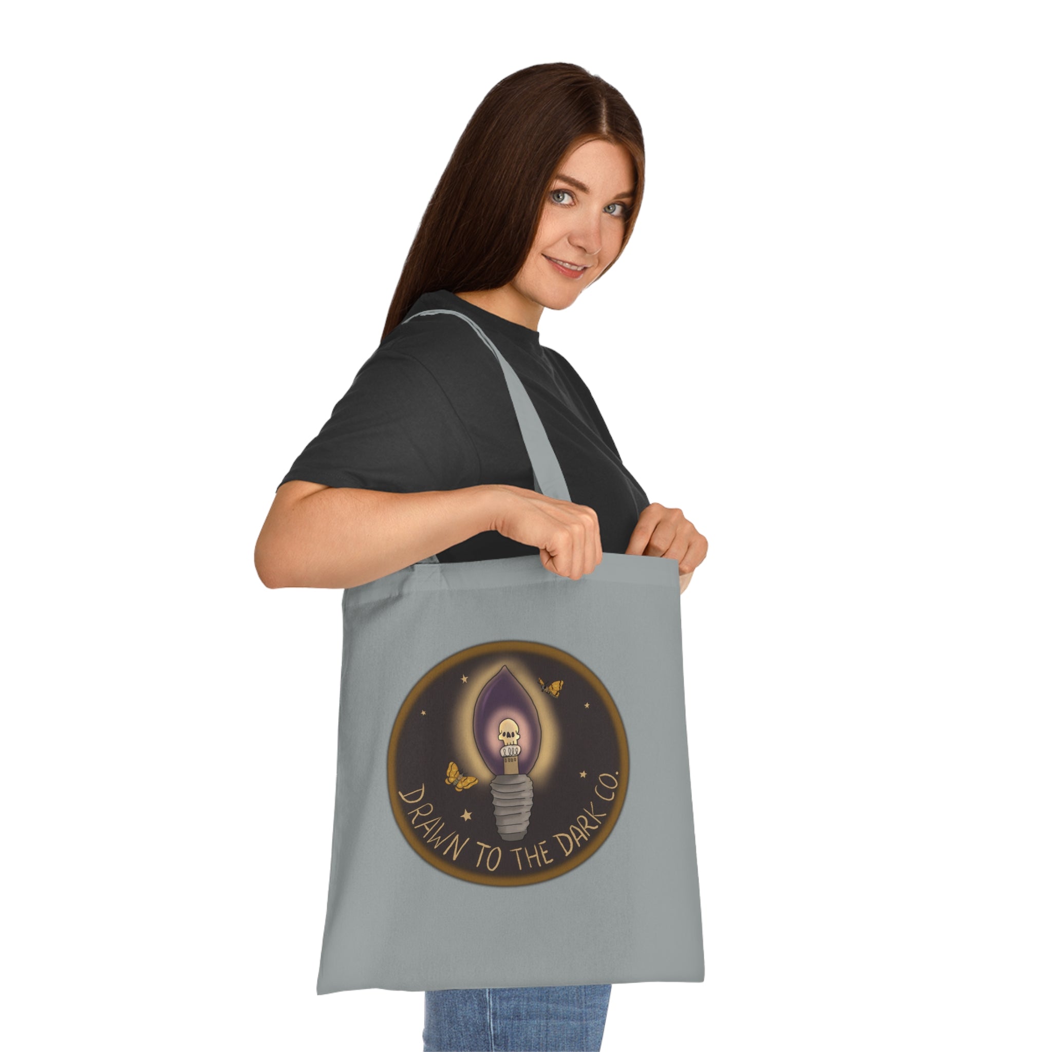 Drawn to the Dark Co. Candle Tote — Gothic Illustration Cotton Tote Bag
