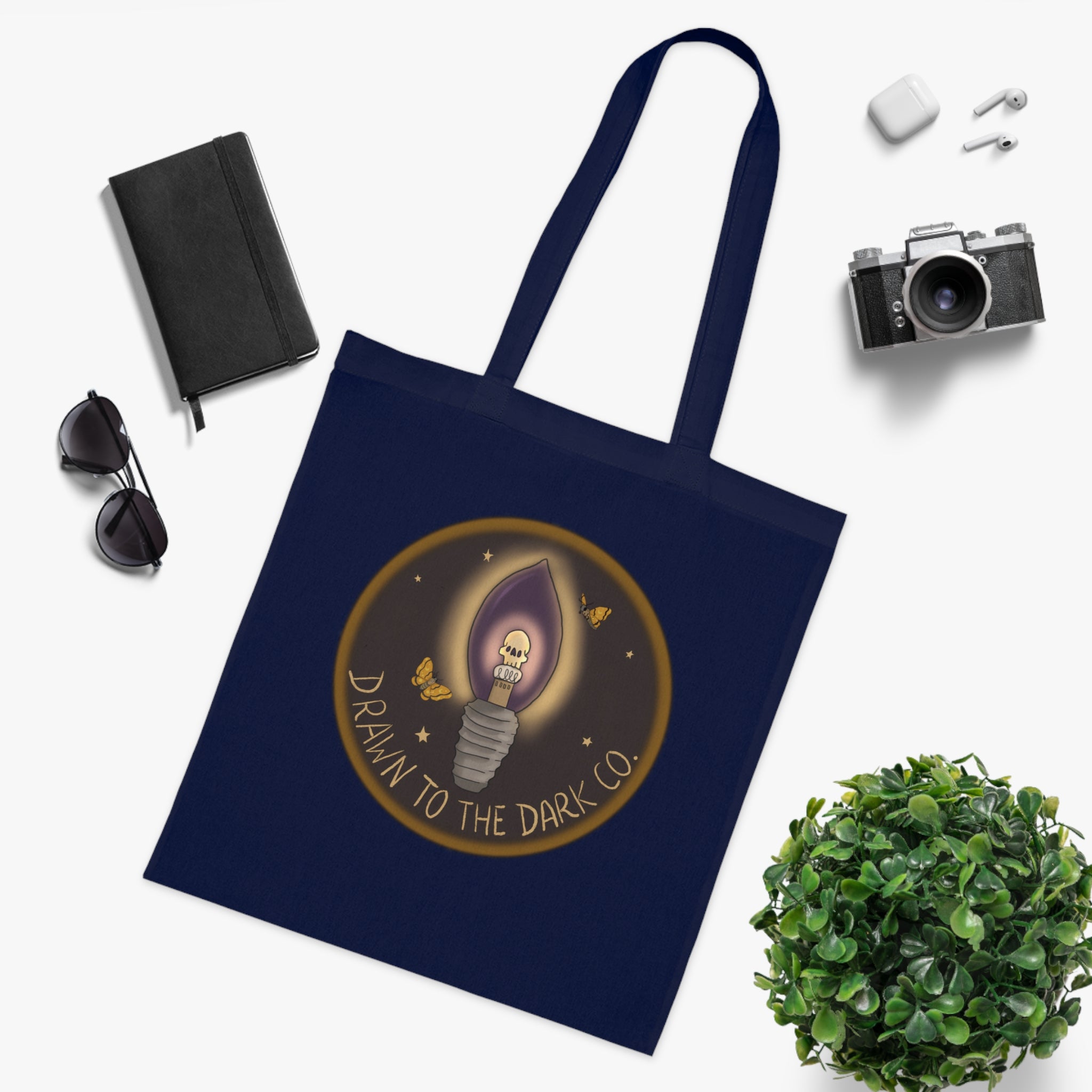 Drawn to the Dark Co. Candle Tote — Gothic Illustration Cotton Tote Bag