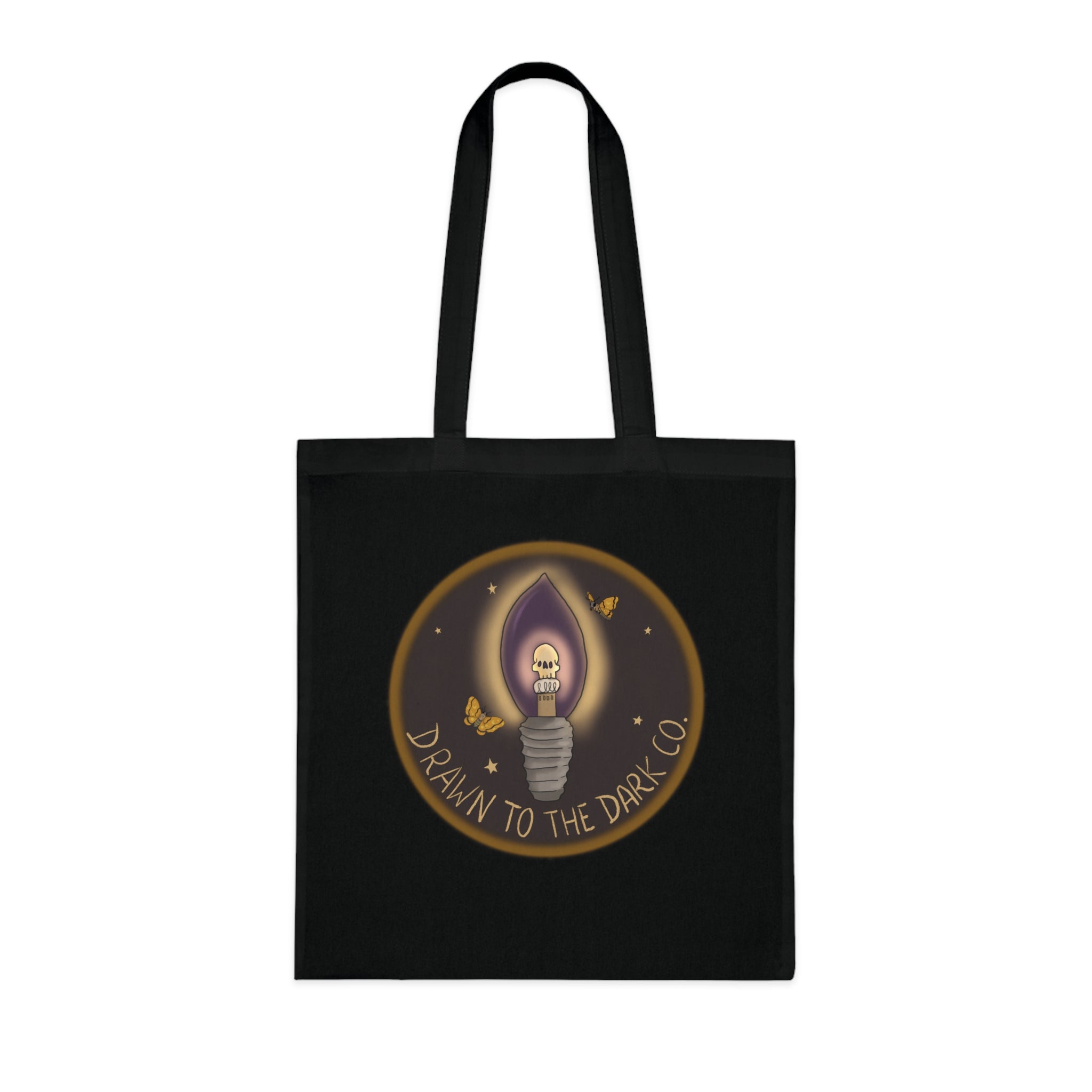 Drawn to the Dark Co. Candle Tote — Gothic Illustration Cotton Tote Bag