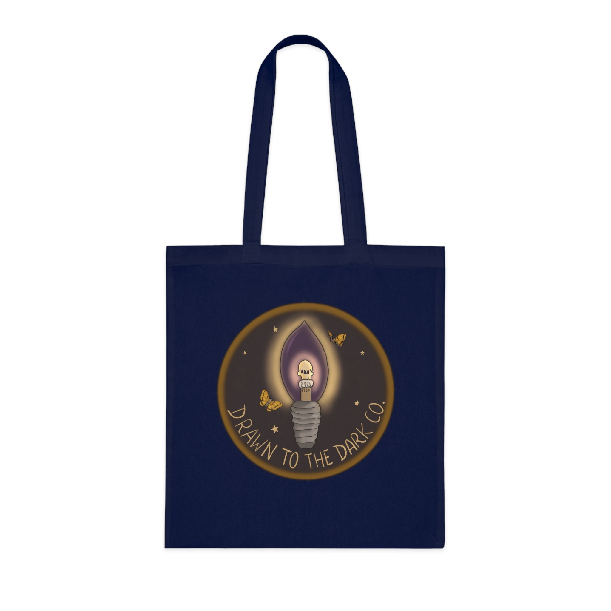 Drawn to the Dark Co. Candle Tote — Gothic Illustration Cotton Tote Bag