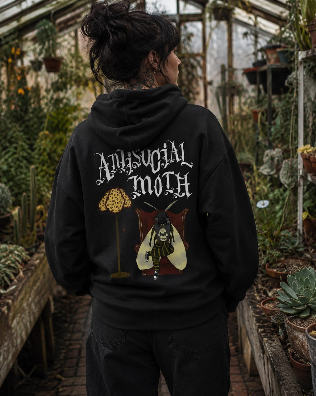 Antisocial Moth Hoodie – Gothic Vintage Moth Graphic Sweatshirt